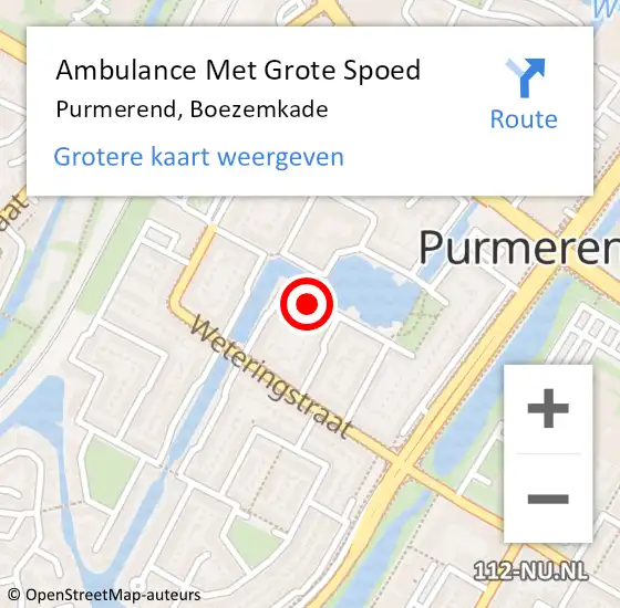 Locatie op kaart van de 112 melding: Ambulance Met Grote Spoed Naar Purmerend, Boezemkade op 9 februari 2024 22:50