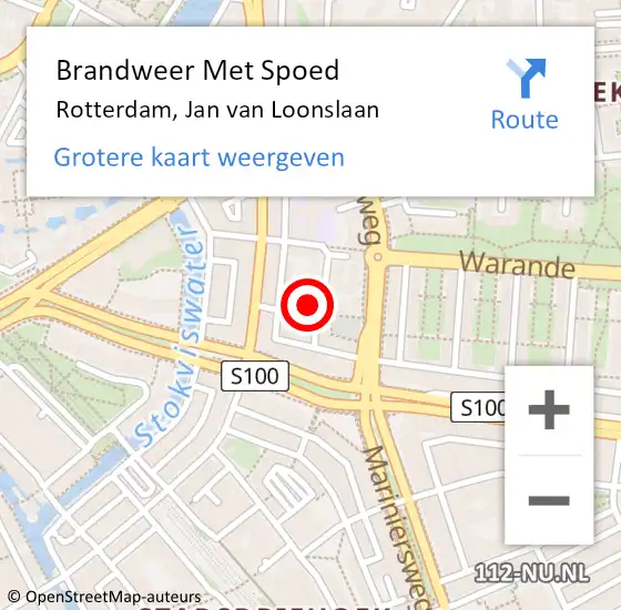 Locatie op kaart van de 112 melding: Brandweer Met Spoed Naar Rotterdam, Jan van Loonslaan op 9 februari 2024 22:53