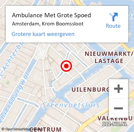 Locatie op kaart van de 112 melding: Ambulance Met Grote Spoed Naar Amsterdam, Krom Boomssloot op 9 februari 2024 23:24