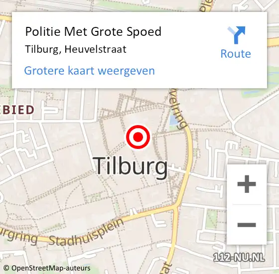 Locatie op kaart van de 112 melding: Politie Met Grote Spoed Naar Tilburg, Heuvelstraat op 10 februari 2024 00:31