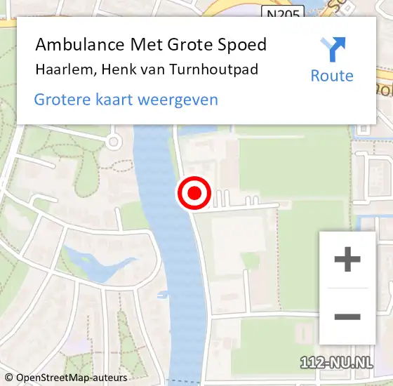 Locatie op kaart van de 112 melding: Ambulance Met Grote Spoed Naar Haarlem, Henk van Turnhoutpad op 10 februari 2024 00:53