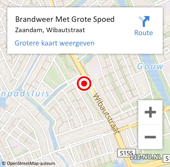 Locatie op kaart van de 112 melding: Brandweer Met Grote Spoed Naar Zaandam, Wibautstraat op 10 februari 2024 01:33