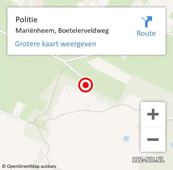 Locatie op kaart van de 112 melding: Politie Mariënheem, Boetelerveldweg op 10 februari 2024 01:36