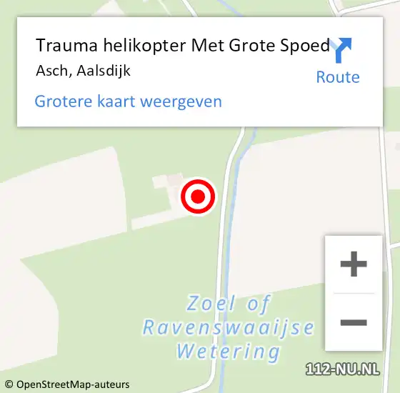 Locatie op kaart van de 112 melding: Trauma helikopter Met Grote Spoed Naar Asch, Aalsdijk op 10 februari 2024 01:58
