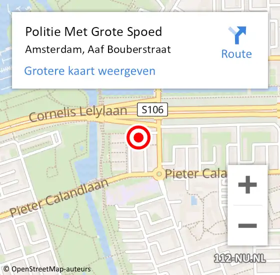 Locatie op kaart van de 112 melding: Politie Met Grote Spoed Naar Amsterdam, Aaf Bouberstraat op 10 februari 2024 02:01