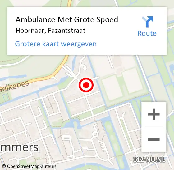 Locatie op kaart van de 112 melding: Ambulance Met Grote Spoed Naar Hoornaar, Fazantstraat op 10 februari 2024 02:17