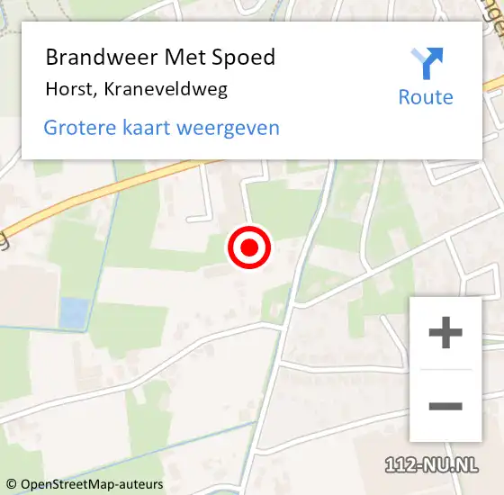 Locatie op kaart van de 112 melding: Brandweer Met Spoed Naar Horst, Kraneveldweg op 10 februari 2024 03:19