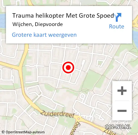 Locatie op kaart van de 112 melding: Trauma helikopter Met Grote Spoed Naar Wijchen, Diepvoorde op 10 februari 2024 03:33