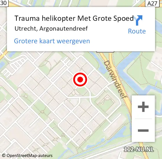 Locatie op kaart van de 112 melding: Trauma helikopter Met Grote Spoed Naar Utrecht, Argonautendreef op 10 februari 2024 04:25