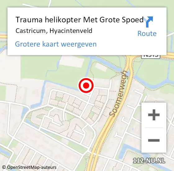 Locatie op kaart van de 112 melding: Trauma helikopter Met Grote Spoed Naar Castricum, Hyacintenveld op 10 februari 2024 04:32