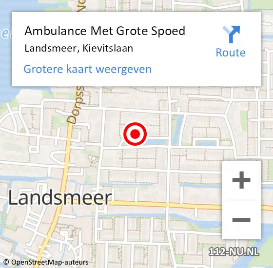 Locatie op kaart van de 112 melding: Ambulance Met Grote Spoed Naar Landsmeer, Kievitslaan op 10 februari 2024 05:24