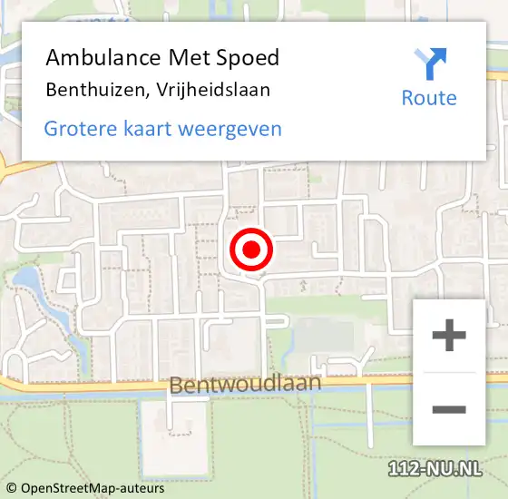 Locatie op kaart van de 112 melding: Ambulance Met Spoed Naar Benthuizen, Vrijheidslaan op 10 februari 2024 05:25