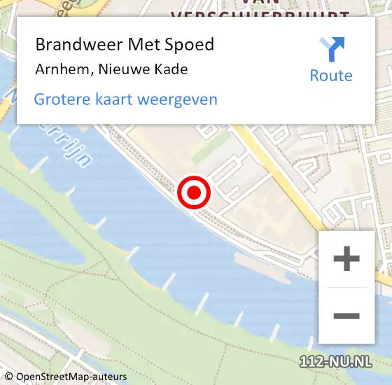 Locatie op kaart van de 112 melding: Brandweer Met Spoed Naar Arnhem, Nieuwe Kade op 10 februari 2024 06:35