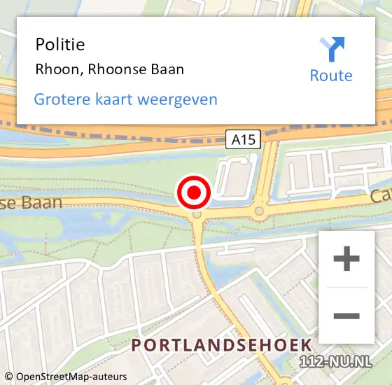 Locatie op kaart van de 112 melding: Politie Rhoon, Rhoonse Baan op 10 februari 2024 06:58
