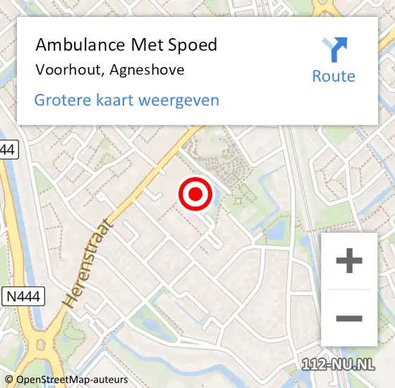 Locatie op kaart van de 112 melding: Ambulance Met Spoed Naar Voorhout, Agneshove op 10 februari 2024 08:16
