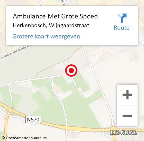Locatie op kaart van de 112 melding: Ambulance Met Grote Spoed Naar Herkenbosch, Wijngaardstraat op 10 februari 2024 09:22
