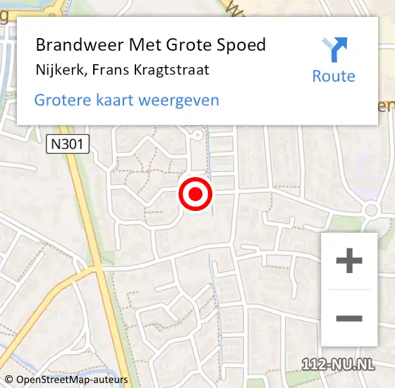 Locatie op kaart van de 112 melding: Brandweer Met Grote Spoed Naar Nijkerk, Frans Kragtstraat op 10 februari 2024 09:24