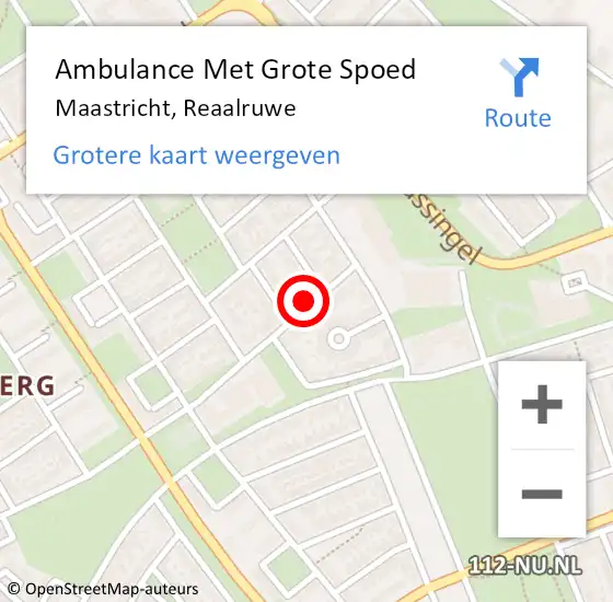 Locatie op kaart van de 112 melding: Ambulance Met Grote Spoed Naar Maastricht, Reaalruwe op 10 februari 2024 09:28