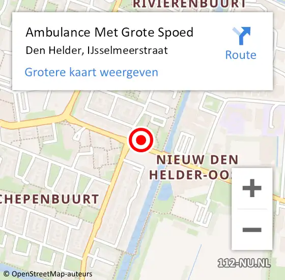 Locatie op kaart van de 112 melding: Ambulance Met Grote Spoed Naar Den Helder, IJsselmeerstraat op 10 februari 2024 09:29