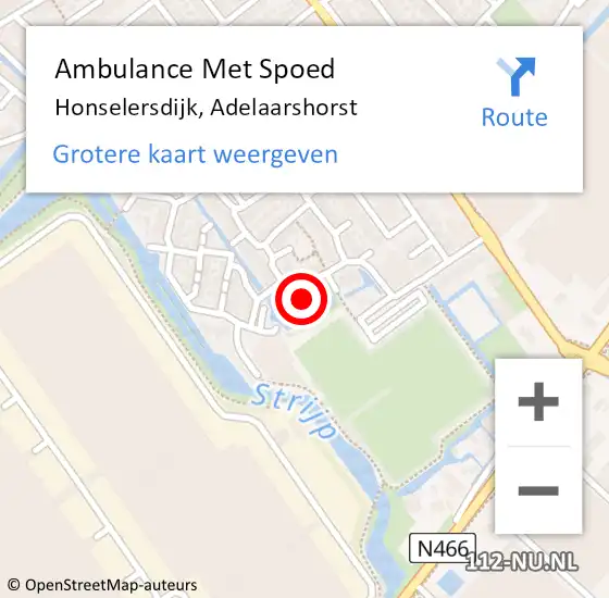 Locatie op kaart van de 112 melding: Ambulance Met Spoed Naar Honselersdijk, Adelaarshorst op 10 februari 2024 09:42
