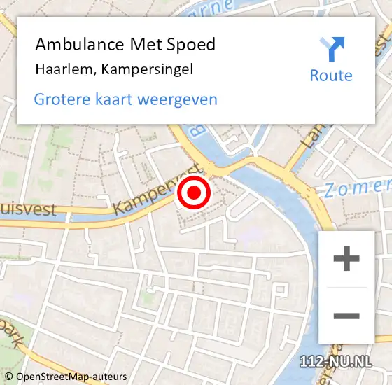 Locatie op kaart van de 112 melding: Ambulance Met Spoed Naar Haarlem, Kampersingel op 10 februari 2024 09:44