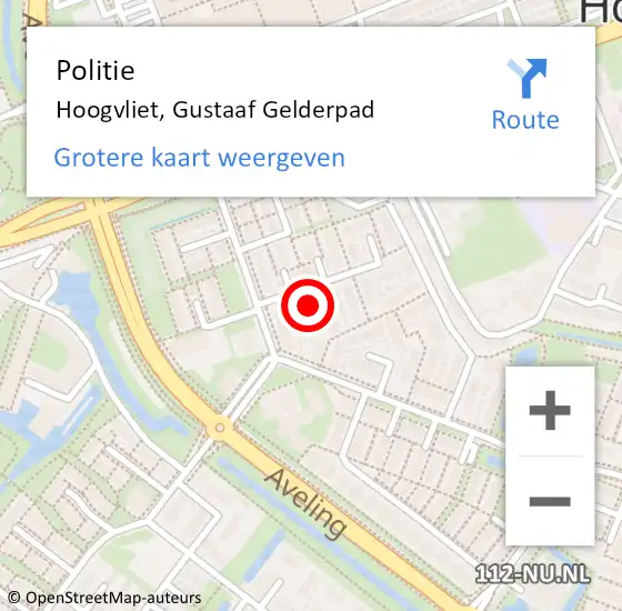 Locatie op kaart van de 112 melding: Politie Hoogvliet, Gustaaf Gelderpad op 10 februari 2024 09:54