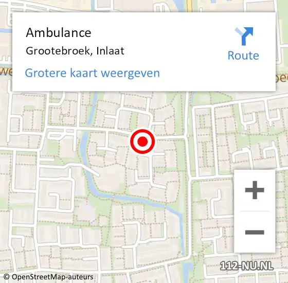 Locatie op kaart van de 112 melding: Ambulance Grootebroek, Inlaat op 10 februari 2024 10:10