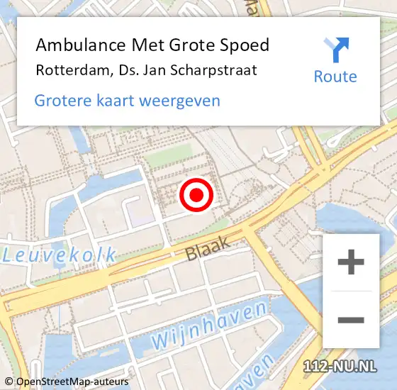 Locatie op kaart van de 112 melding: Ambulance Met Grote Spoed Naar Rotterdam, Ds. Jan Scharpstraat op 10 februari 2024 10:45