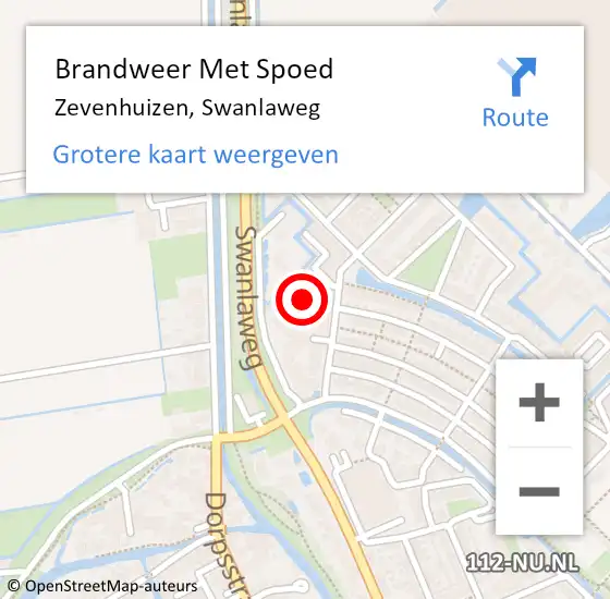 Locatie op kaart van de 112 melding: Brandweer Met Spoed Naar Zevenhuizen, Swanlaweg op 10 februari 2024 10:56