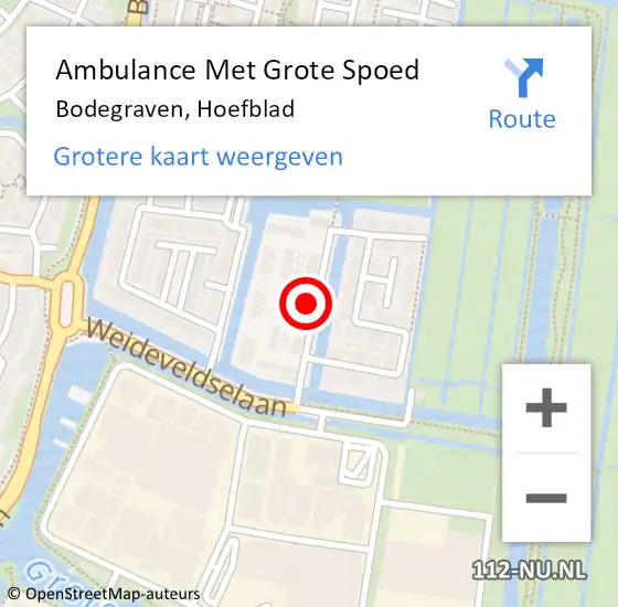 Locatie op kaart van de 112 melding: Ambulance Met Grote Spoed Naar Bodegraven, Hoefblad op 10 februari 2024 11:08