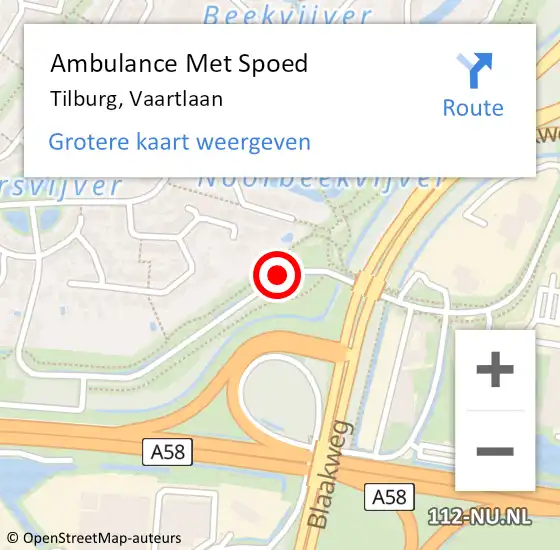 Locatie op kaart van de 112 melding: Ambulance Met Spoed Naar Tilburg, Vaartlaan op 25 september 2014 11:33