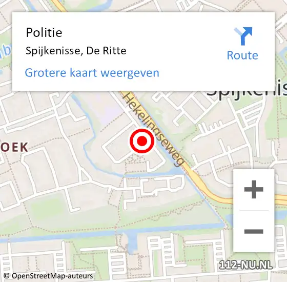 Locatie op kaart van de 112 melding: Politie Spijkenisse, De Ritte op 10 februari 2024 11:27