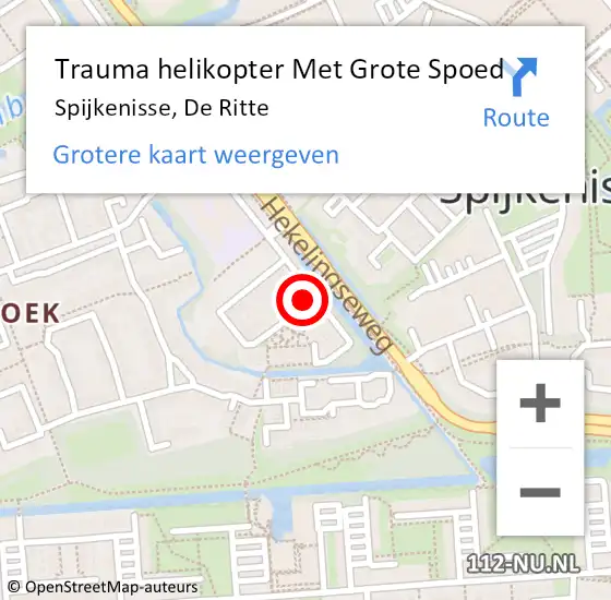 Locatie op kaart van de 112 melding: Trauma helikopter Met Grote Spoed Naar Spijkenisse, De Ritte op 10 februari 2024 11:36
