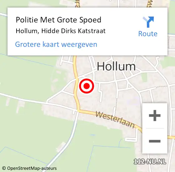 Locatie op kaart van de 112 melding: Politie Met Grote Spoed Naar Hollum, Hidde Dirks Katstraat op 10 februari 2024 11:37