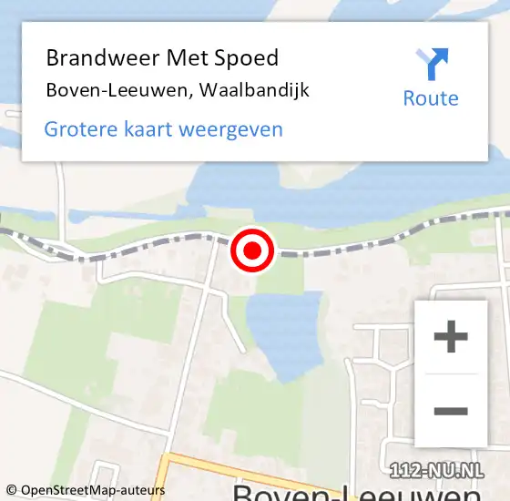 Locatie op kaart van de 112 melding: Brandweer Met Spoed Naar Boven-Leeuwen, Waalbandijk op 25 september 2014 11:36