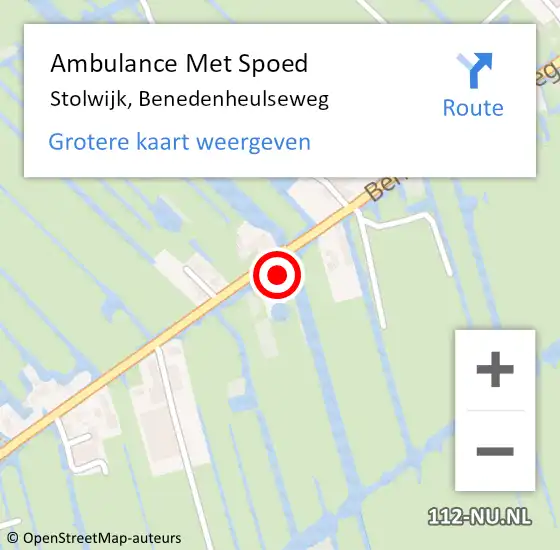 Locatie op kaart van de 112 melding: Ambulance Met Spoed Naar Stolwijk, Benedenheulseweg op 10 februari 2024 12:08