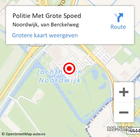 Locatie op kaart van de 112 melding: Politie Met Grote Spoed Naar Noordwijk, van Berckelweg op 10 februari 2024 12:18