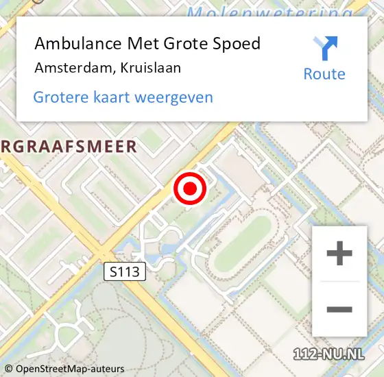 Locatie op kaart van de 112 melding: Ambulance Met Grote Spoed Naar Amsterdam, Kruislaan op 10 februari 2024 12:30