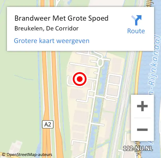 Locatie op kaart van de 112 melding: Brandweer Met Grote Spoed Naar Breukelen, De Corridor op 25 september 2014 11:41