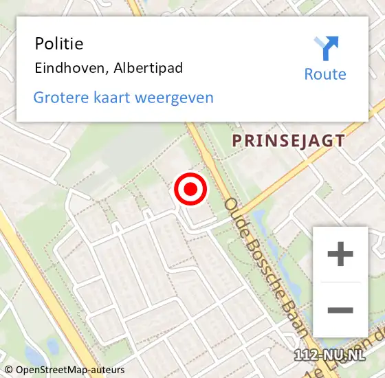 Locatie op kaart van de 112 melding: Politie Eindhoven, Albertipad op 10 februari 2024 13:18