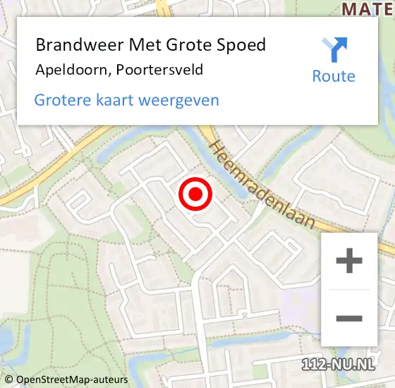 Locatie op kaart van de 112 melding: Brandweer Met Grote Spoed Naar Apeldoorn, Poortersveld op 10 februari 2024 13:20