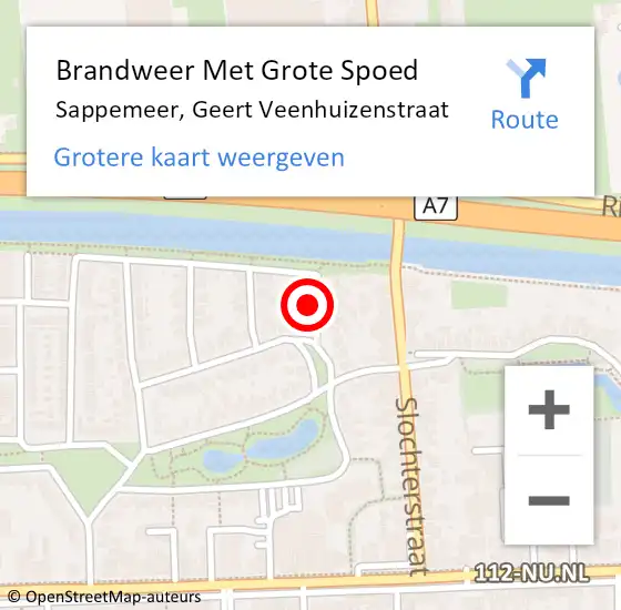 Locatie op kaart van de 112 melding: Brandweer Met Grote Spoed Naar Sappemeer, Geert Veenhuizenstraat op 10 februari 2024 13:54