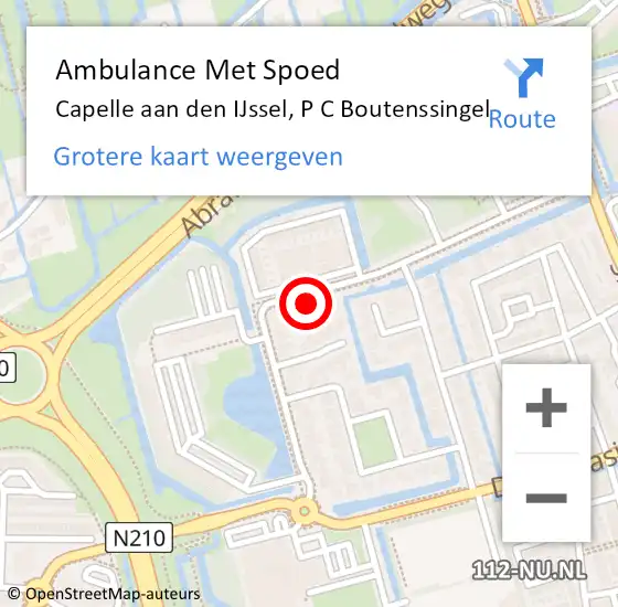 Locatie op kaart van de 112 melding: Ambulance Met Spoed Naar Capelle aan den IJssel, P C Boutenssingel op 10 februari 2024 14:01