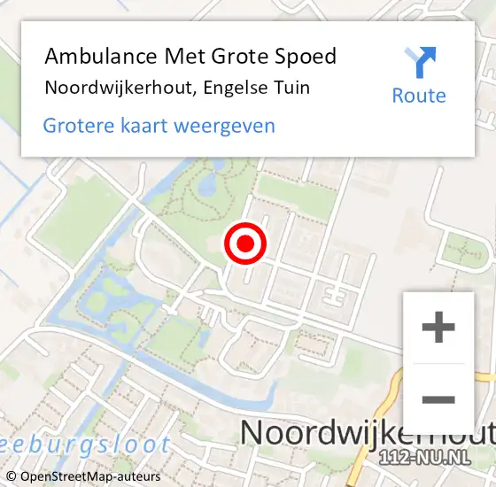 Locatie op kaart van de 112 melding: Ambulance Met Grote Spoed Naar Noordwijkerhout, Engelse Tuin op 10 februari 2024 14:11