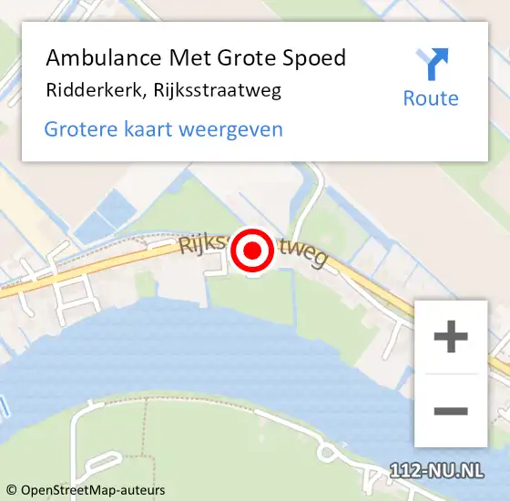 Locatie op kaart van de 112 melding: Ambulance Met Grote Spoed Naar Ridderkerk, Rijksstraatweg op 10 februari 2024 14:34