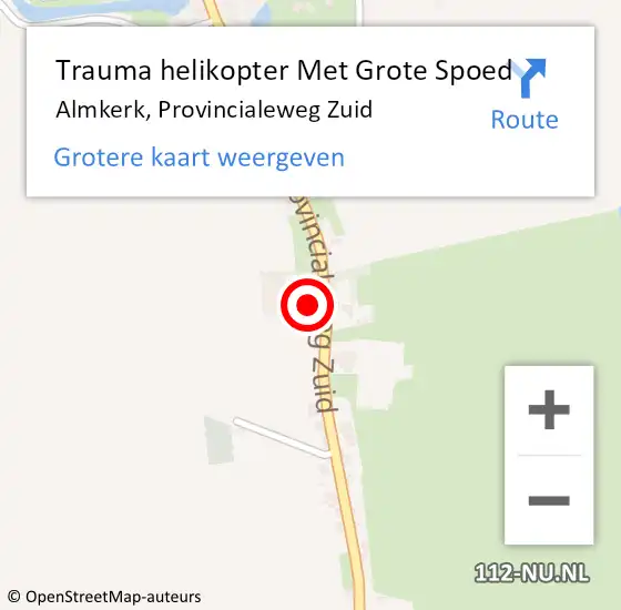 Locatie op kaart van de 112 melding: Trauma helikopter Met Grote Spoed Naar Almkerk, Provincialeweg Zuid op 10 februari 2024 14:34