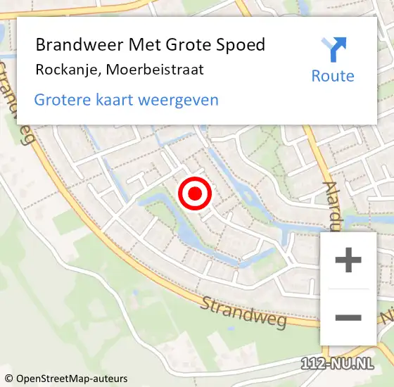 Locatie op kaart van de 112 melding: Brandweer Met Grote Spoed Naar Rockanje, Moerbeistraat op 10 februari 2024 14:47