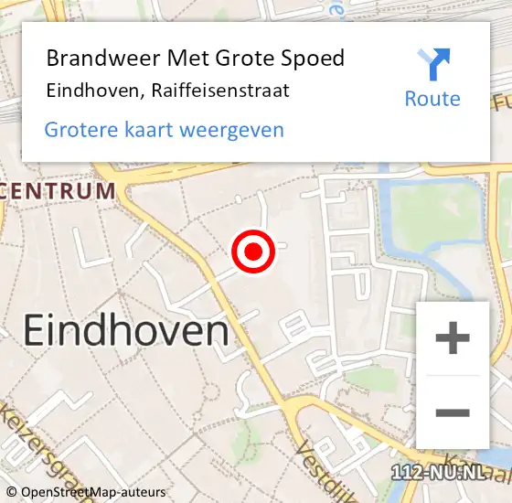 Locatie op kaart van de 112 melding: Brandweer Met Grote Spoed Naar Eindhoven, Raiffeisenstraat op 10 februari 2024 14:48