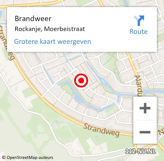 Locatie op kaart van de 112 melding: Brandweer Rockanje, Moerbeistraat op 10 februari 2024 15:17