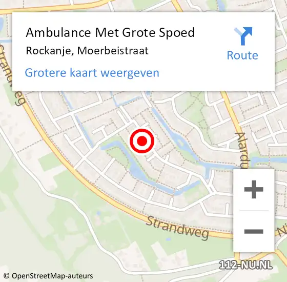 Locatie op kaart van de 112 melding: Ambulance Met Grote Spoed Naar Rockanje, Moerbeistraat op 10 februari 2024 15:37